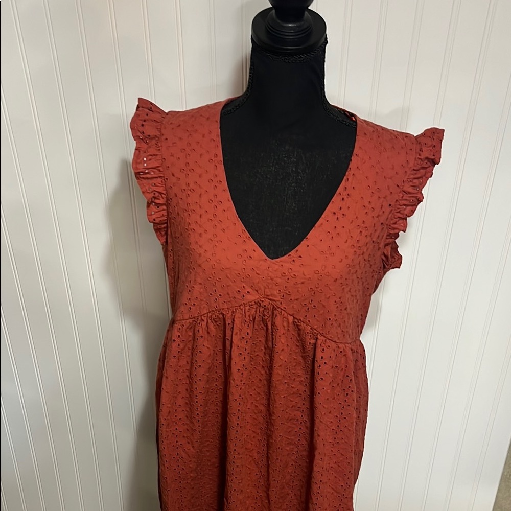 Knox Rose Terracotta Eyelet Dress Medium